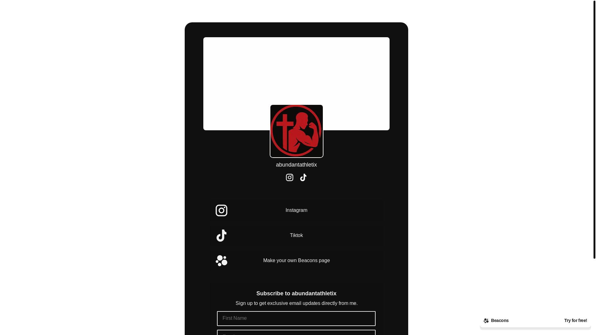 website screenshot of https://abundantathletix.com/