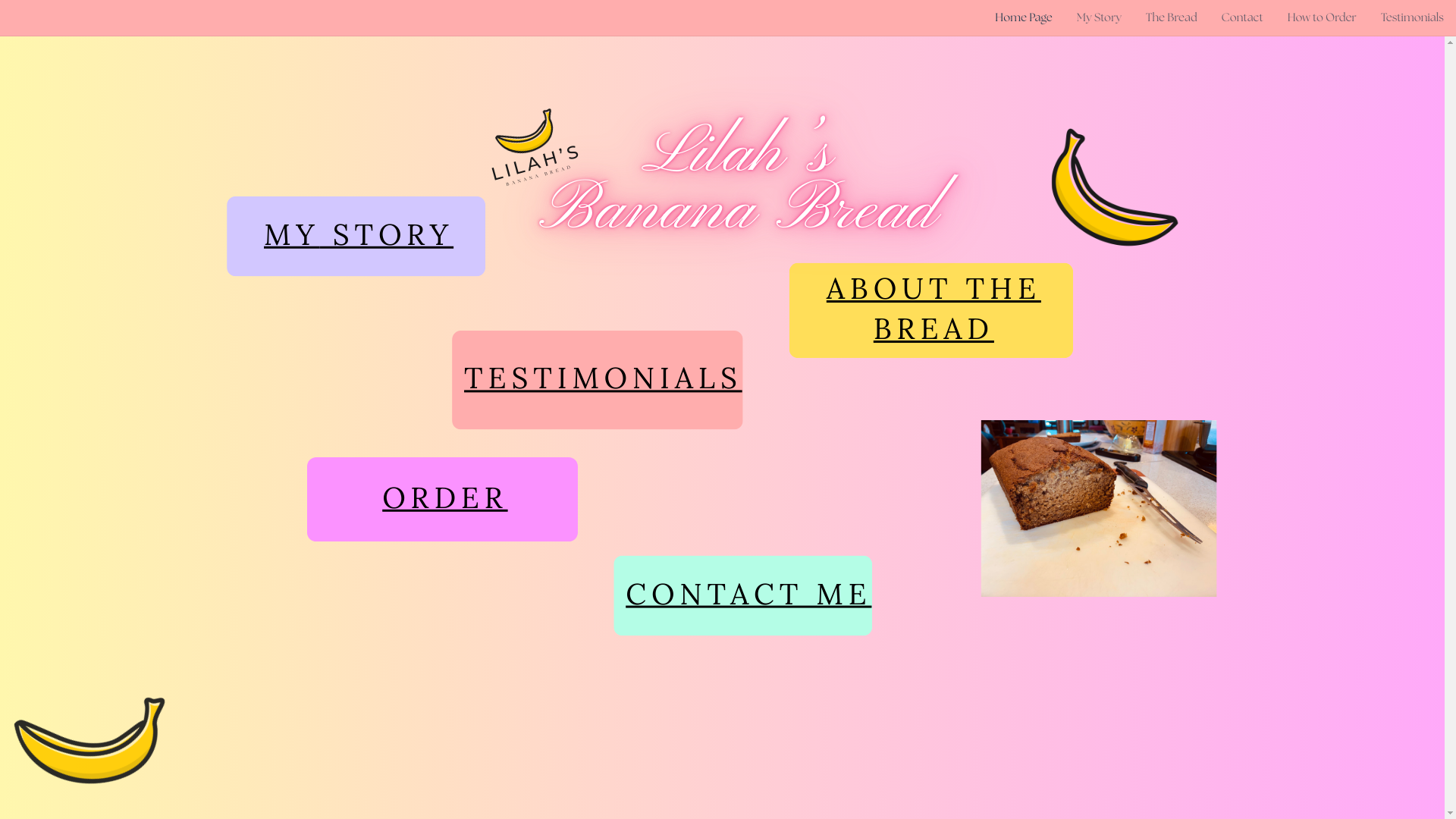 website screenshot of https://lilahsbananabread.com/