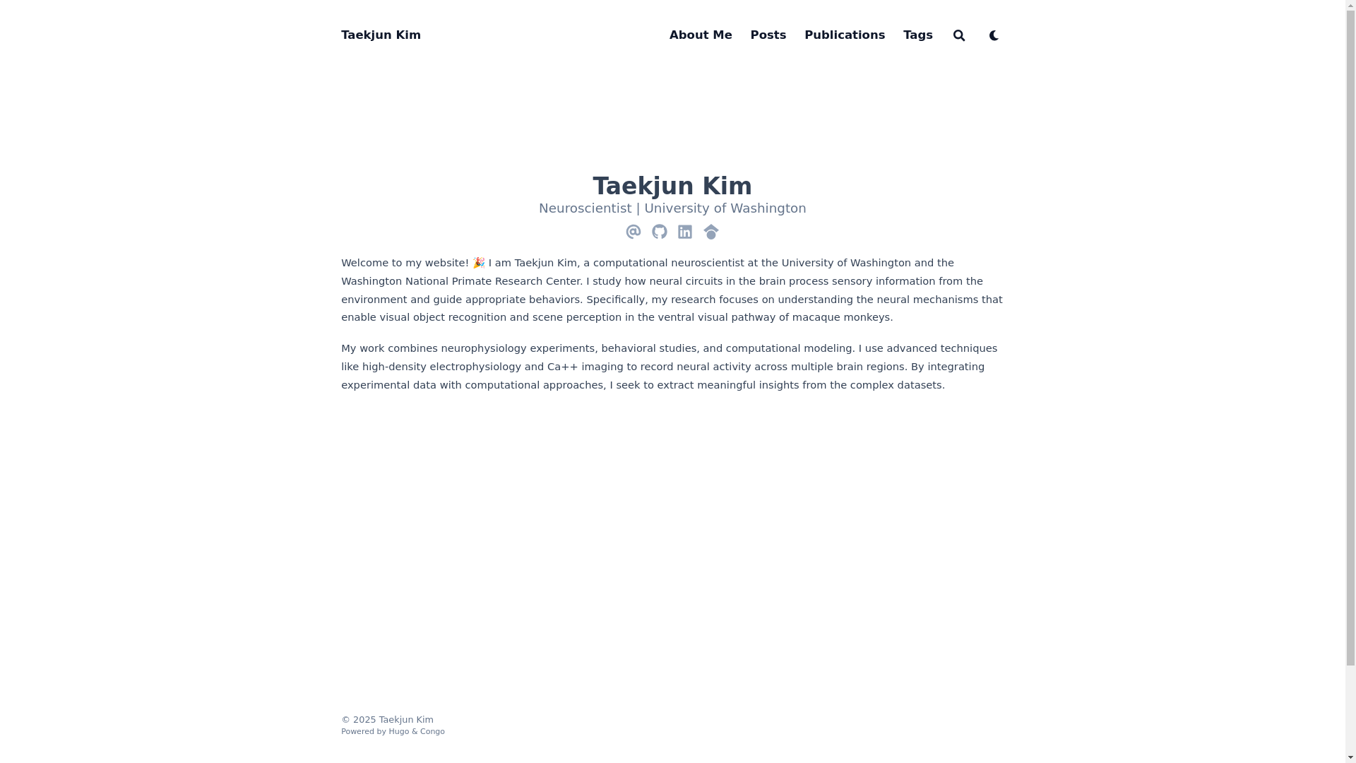 website screenshot of https://taekjunkim.pages.dev/
