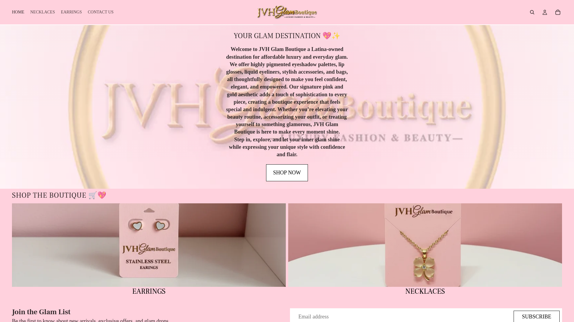 website screenshot of https://jvhglamboutique.com/