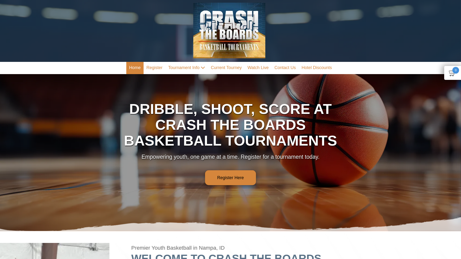 website screenshot of https://crashtheboardsbasketball.com/