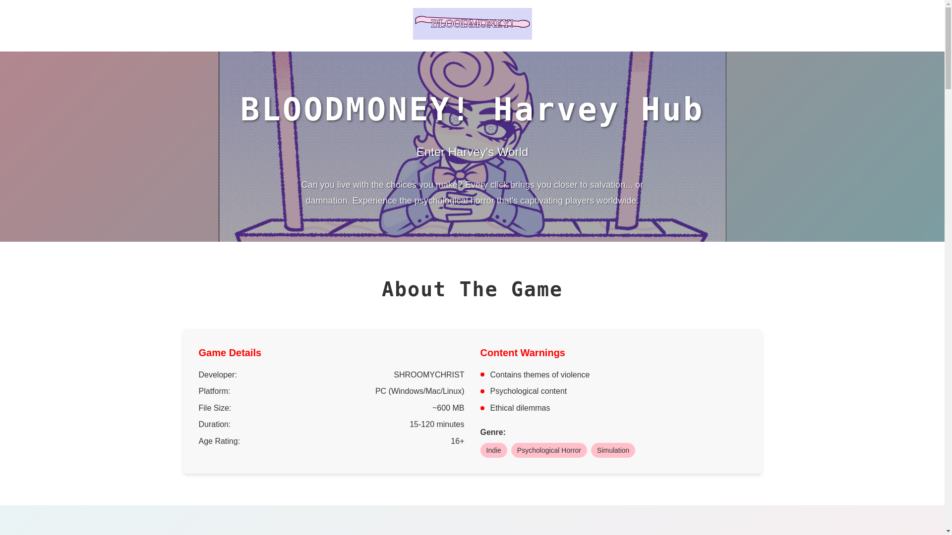 website screenshot of https://bloodmoneyharvey.com/