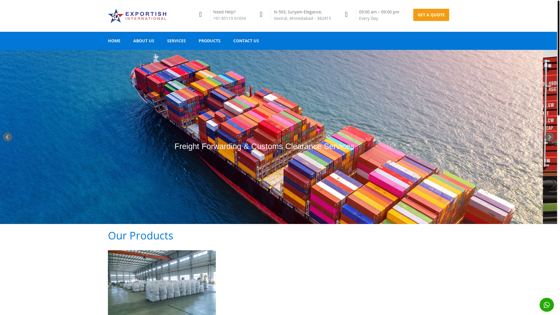 website screenshot of https://exportishinternational.com/