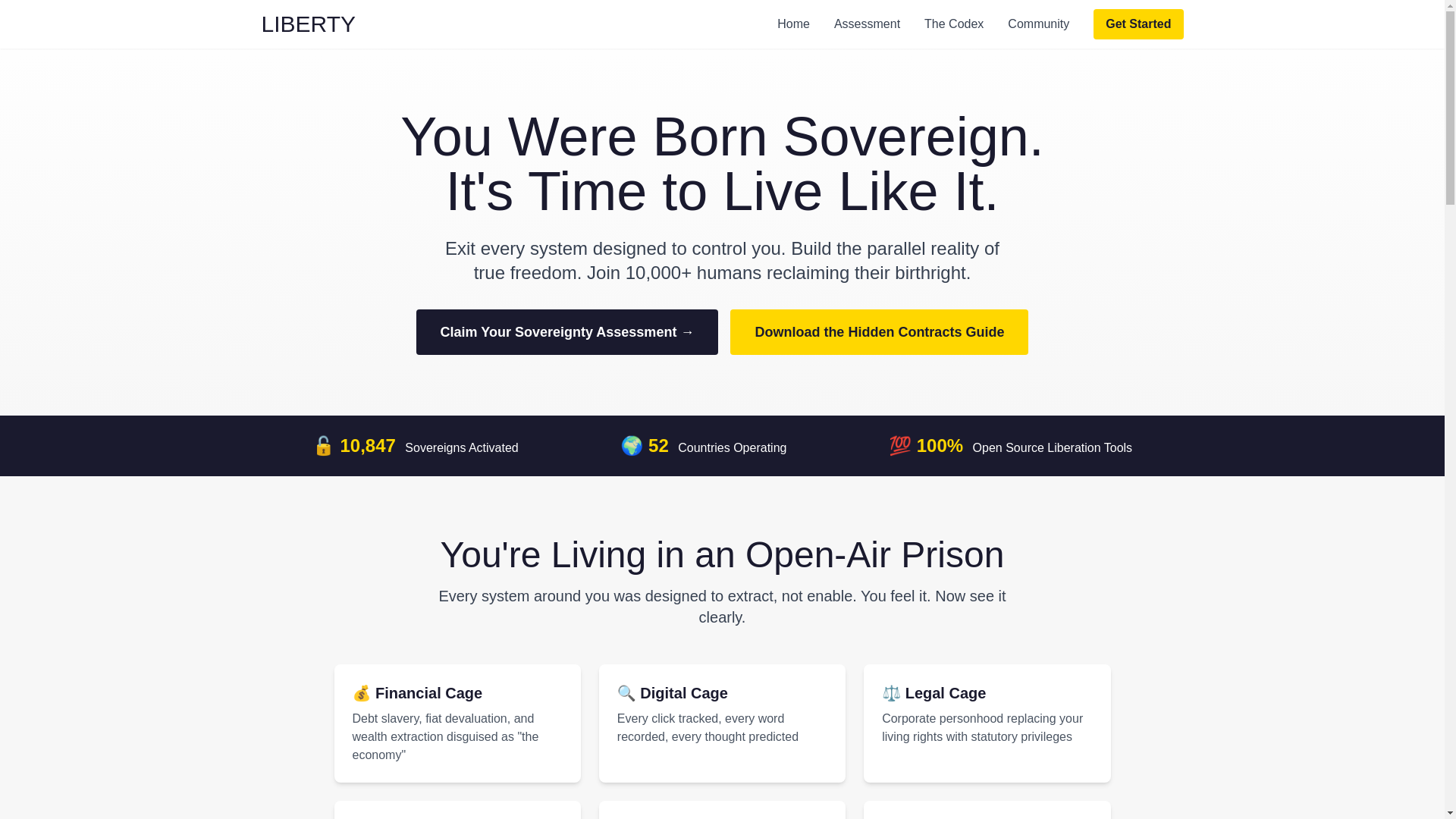 website screenshot of https://libertycodex.com/