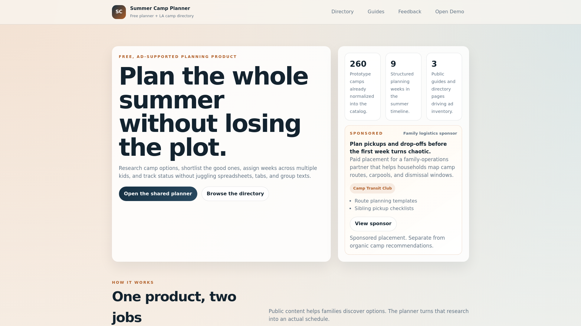 website screenshot of https://summer-camp-planner.pages.dev/