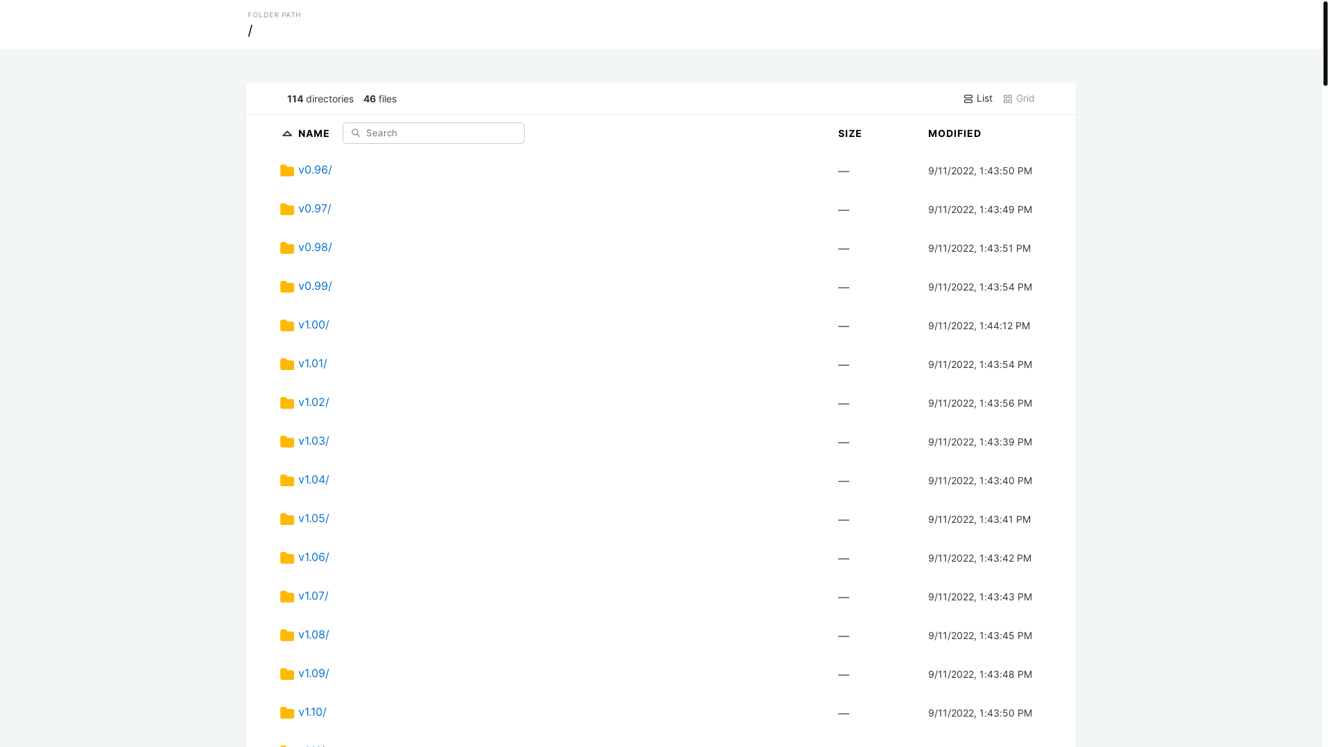 website screenshot of http://downloads.rclone.org/