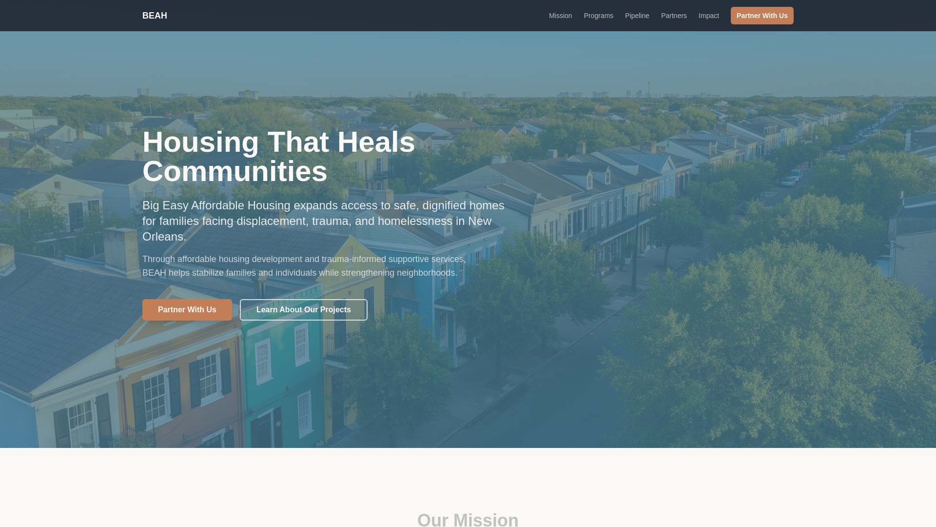 website screenshot of https://beahnola.com/