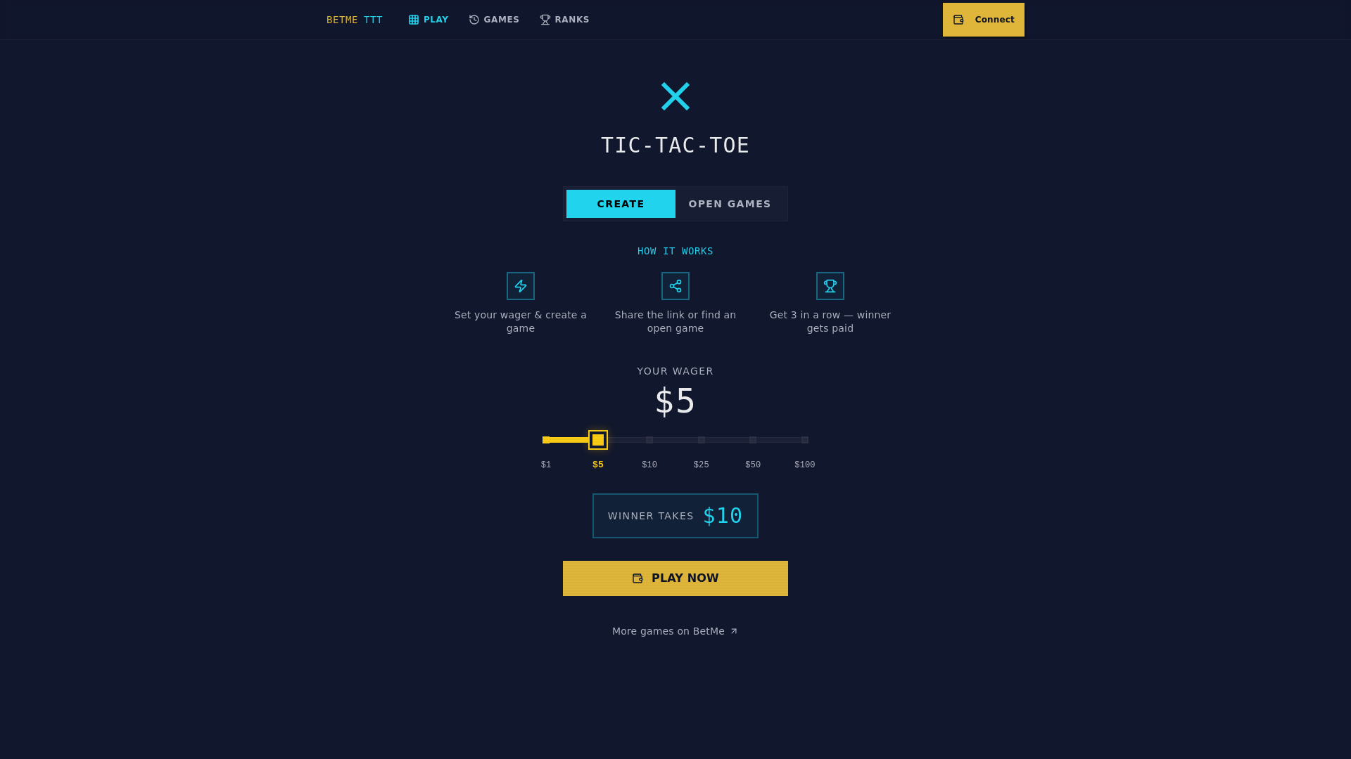 website screenshot of https://betme-tictactoe.pages.dev/
