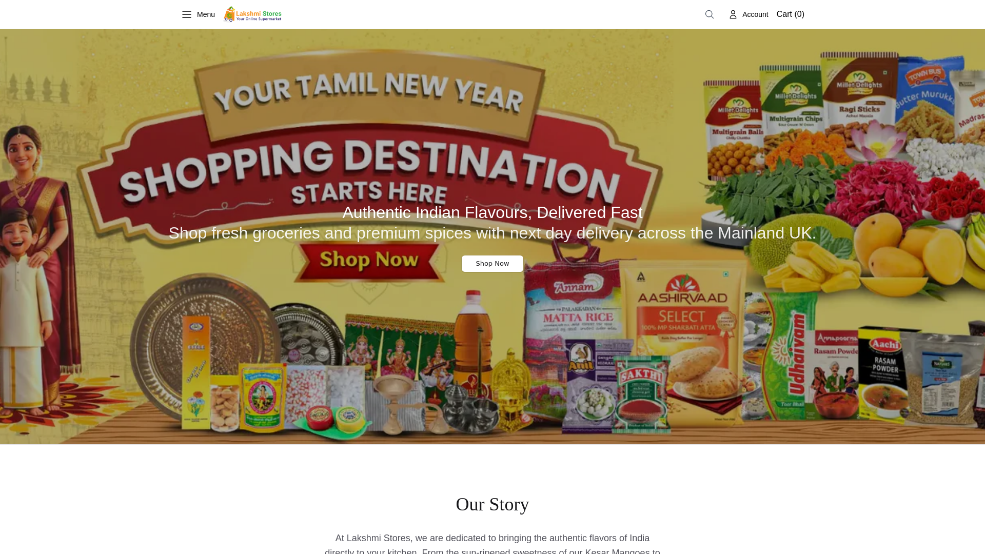 website screenshot of https://lakshmistoresglobal.shop/