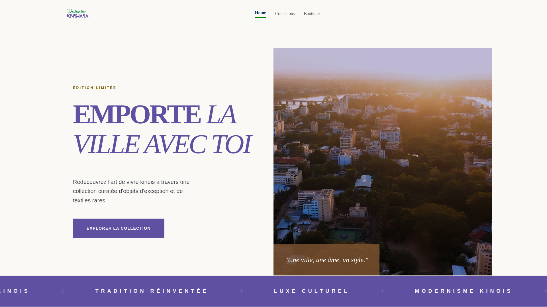 website screenshot of https://destinationkinshasa.shop/