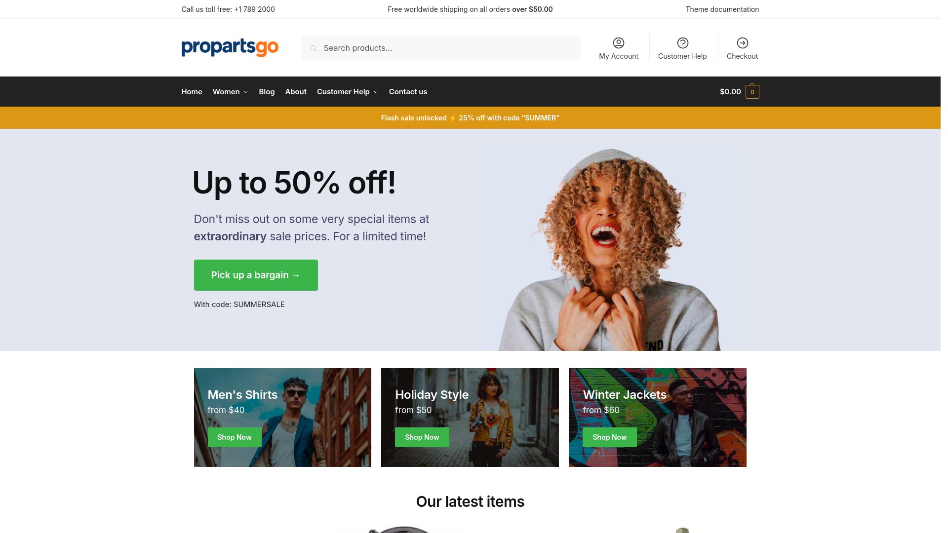 website screenshot of https://propartsgo.com