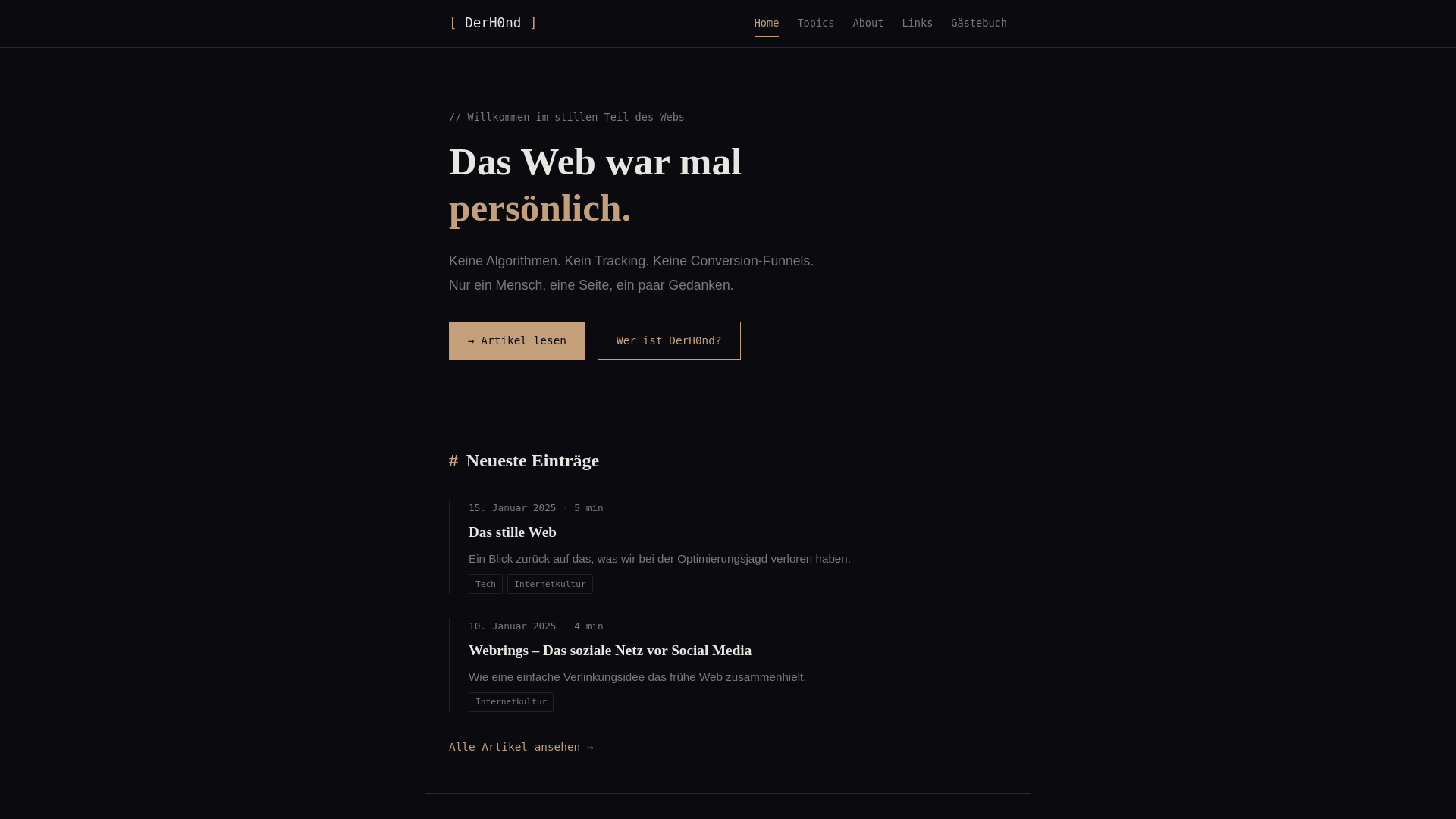 website screenshot of https://derh0nd.de/