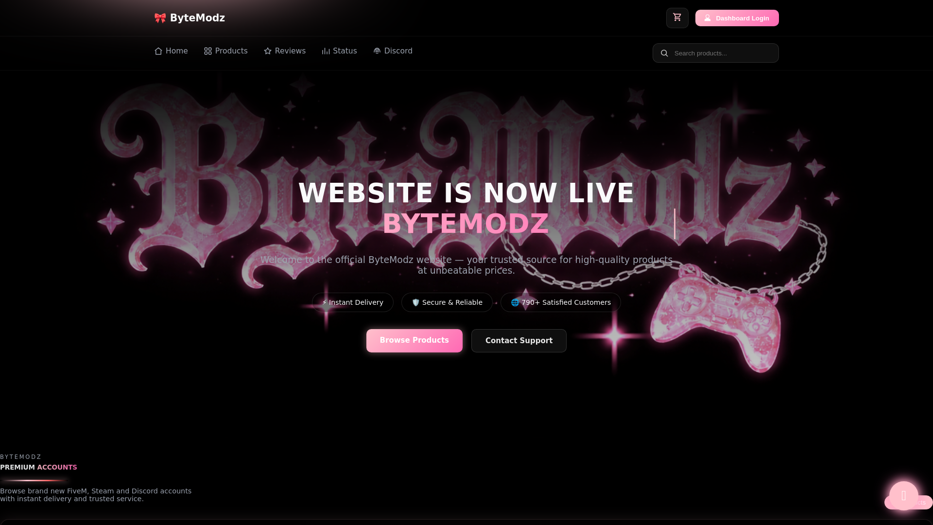website screenshot of https://bytemodz.cc