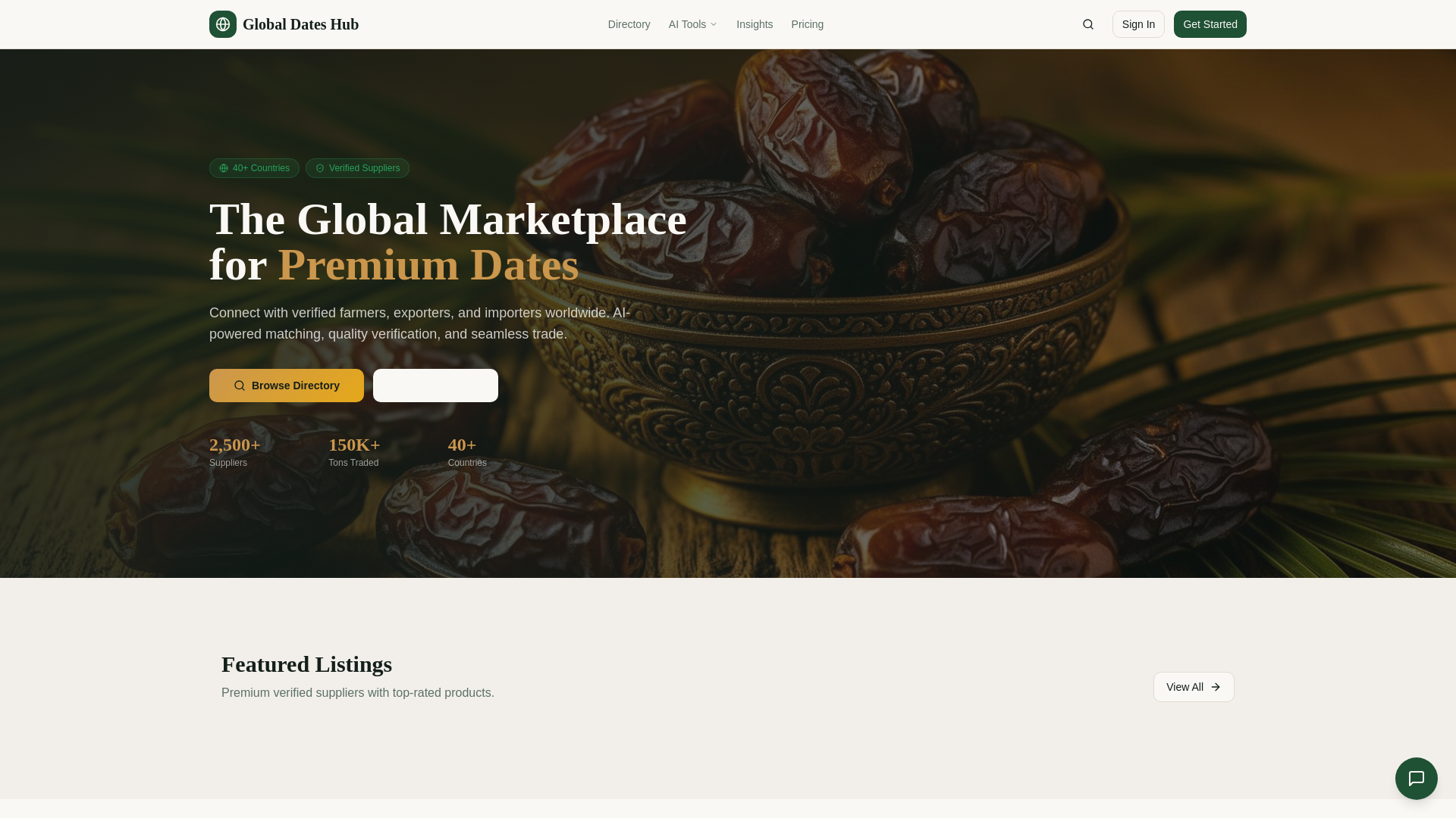 website screenshot of https://globaldateshub.com/