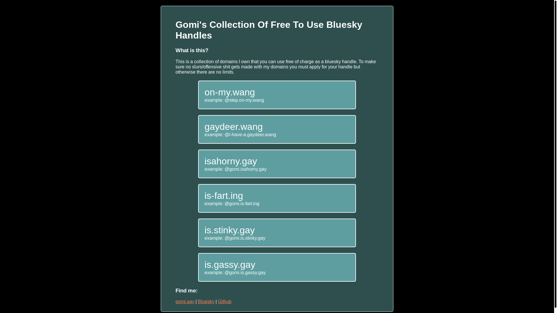 website screenshot of https://gomis-handles.pages.dev/