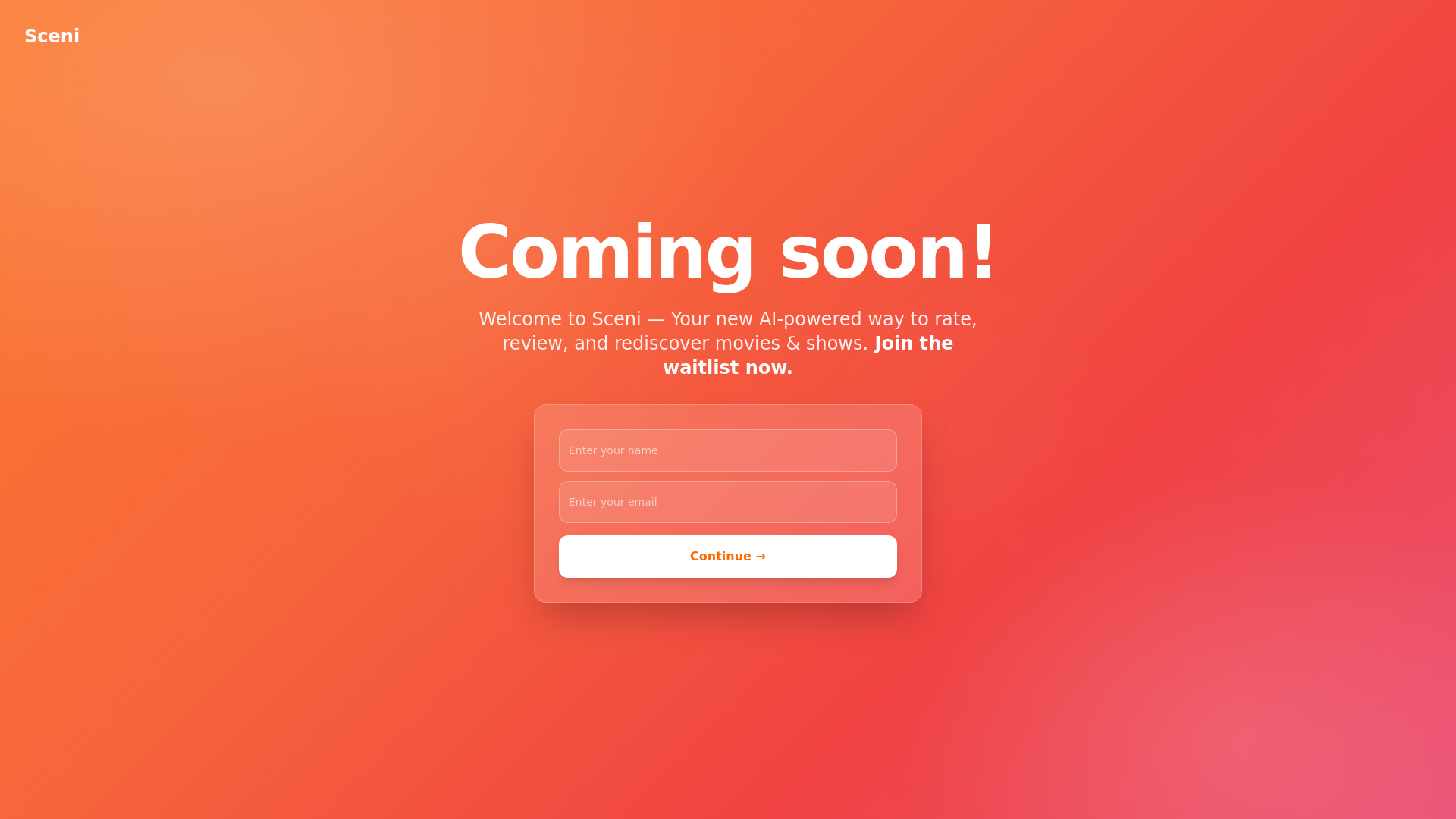 website screenshot of https://sceniapp.com/