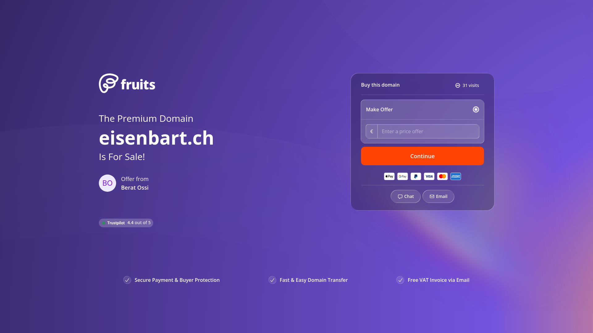 website screenshot of https://eisenbart.ch/
