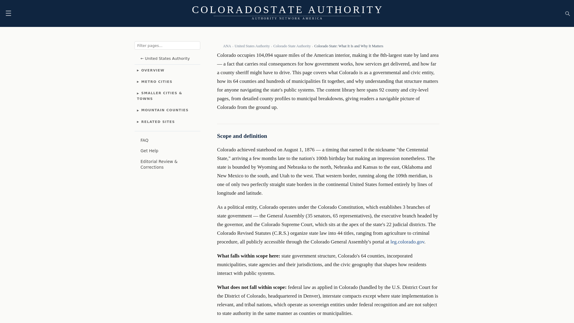 website screenshot of https://coloradostateauthority.com/
