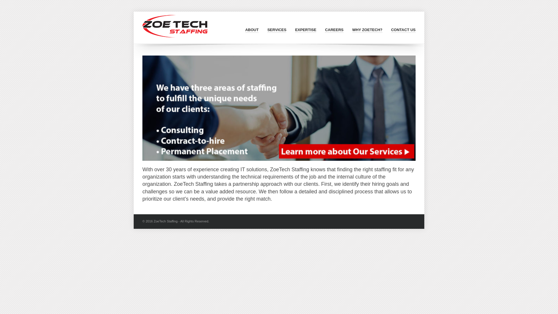 website screenshot of https://zoetechstaffing.net/
