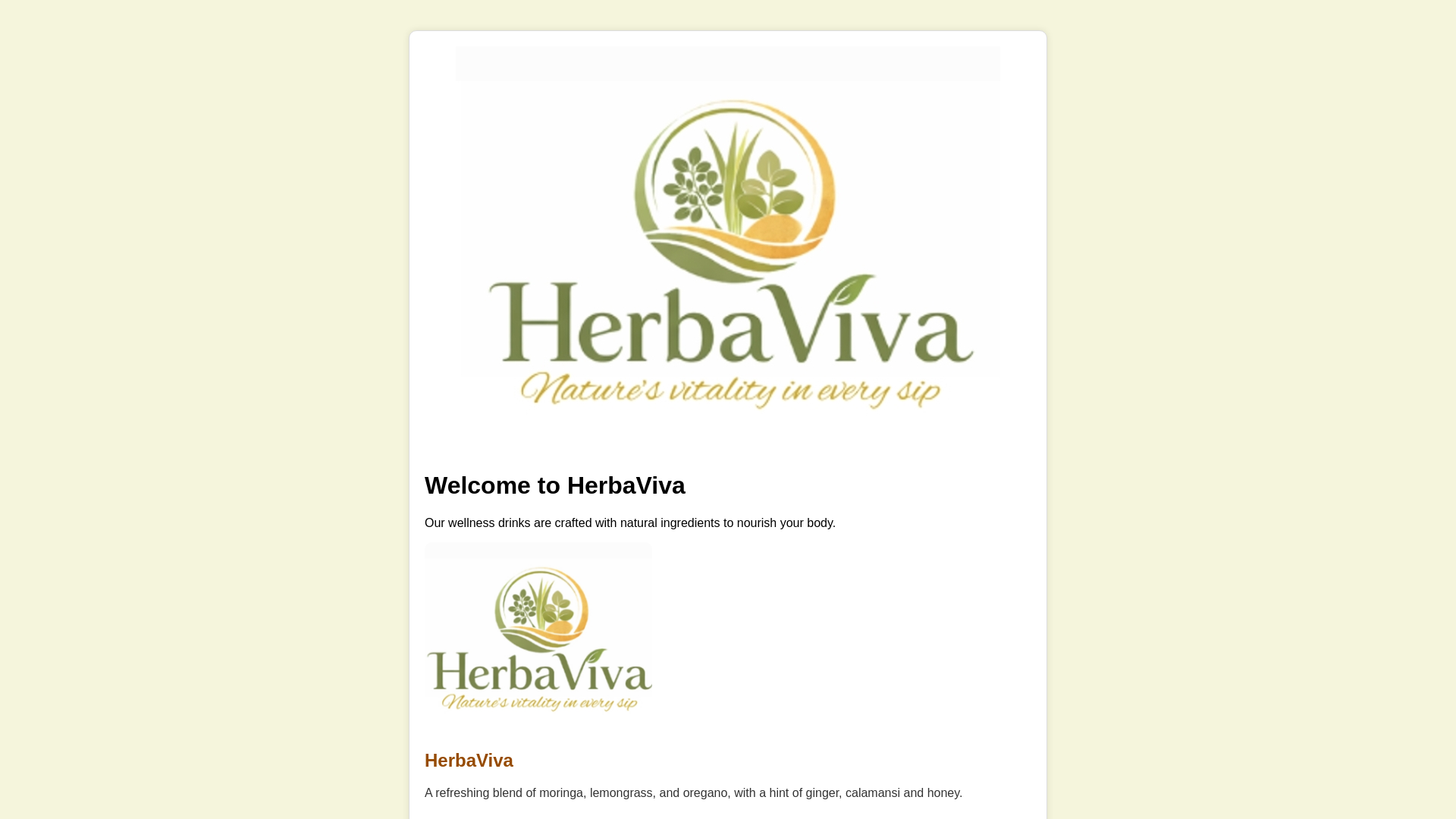 website screenshot of https://drinkherbaviva.com/