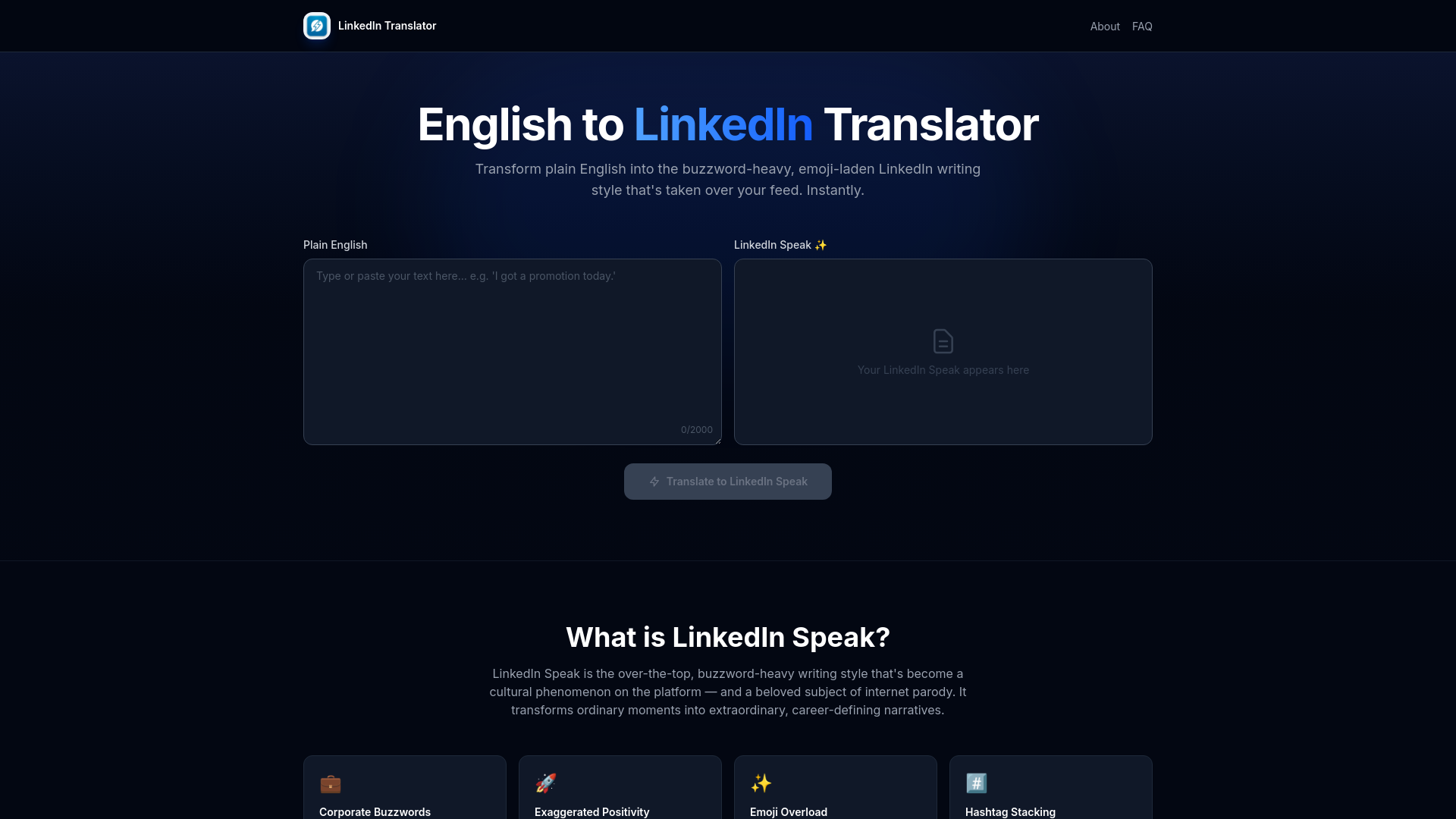 website screenshot of https://linkedin-translator-104.pages.dev/