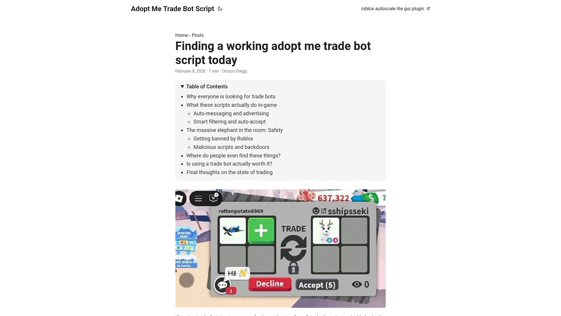 website screenshot of https://adopt-me-trade-bot-script.pages.dev/
