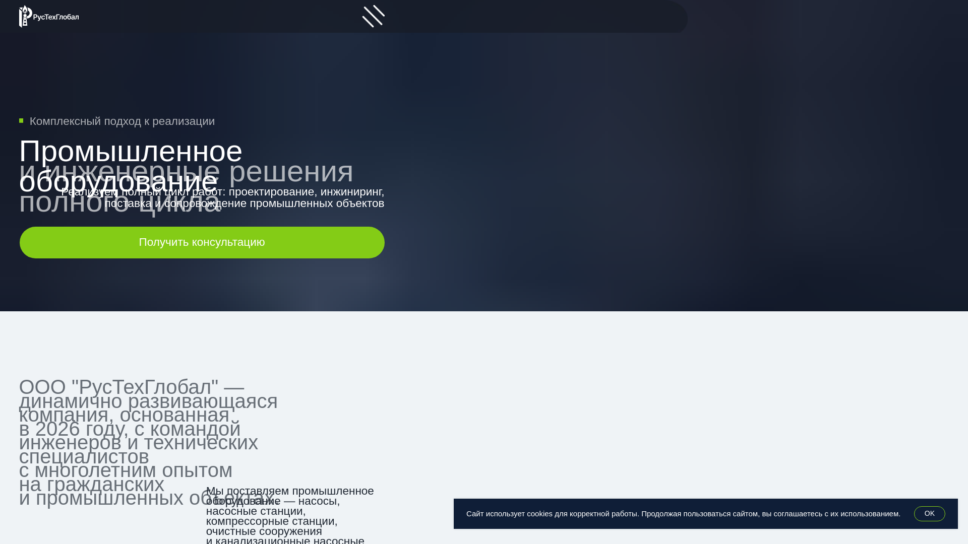 website screenshot of https://rustechglobal.ru