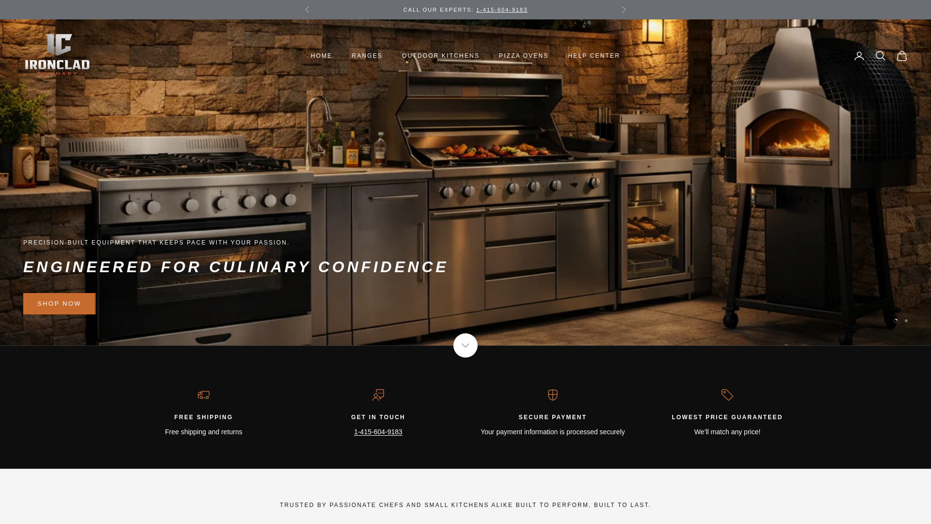 website screenshot of https://ironcladculinary.com/