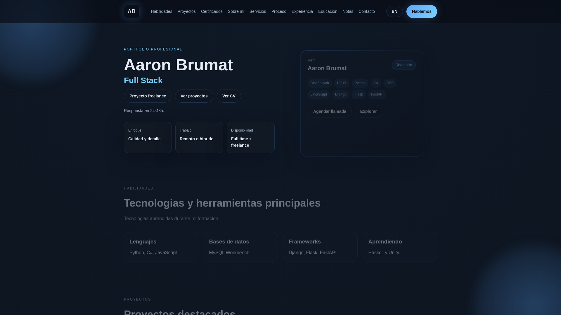 website screenshot of https://portfolio-aaron-cbw.pages.dev/