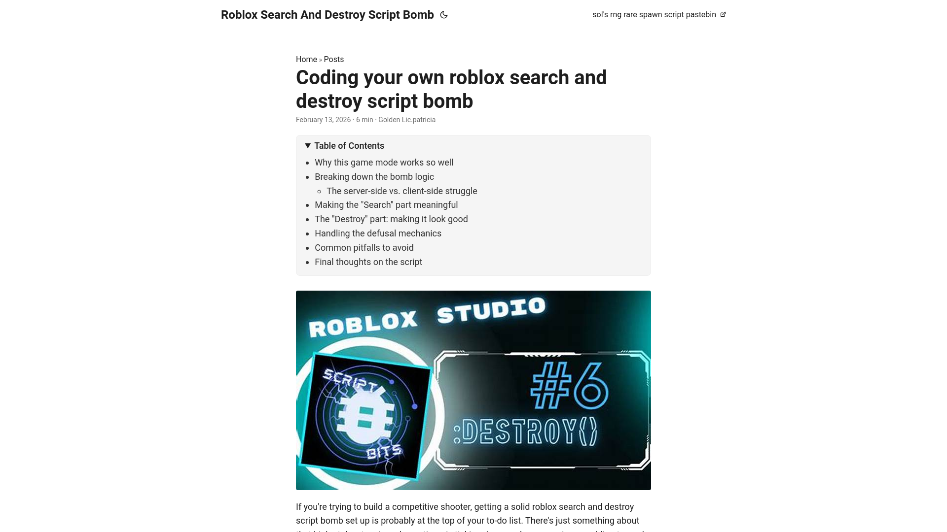 website screenshot of https://roblox-search-and-destroy-script-bomb.pages.dev/