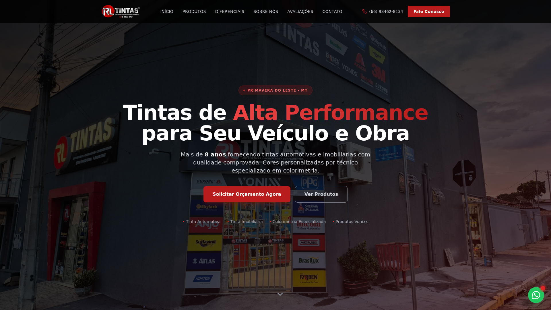 website screenshot of https://rltintas.com.br/