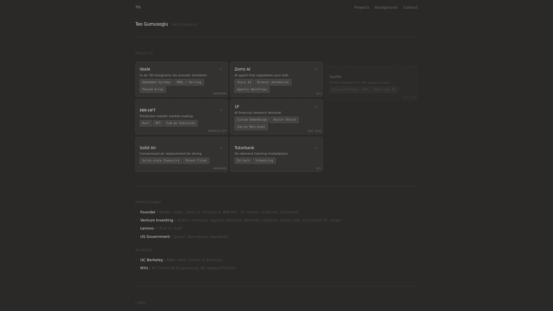 website screenshot of https://teogumusoglu.com