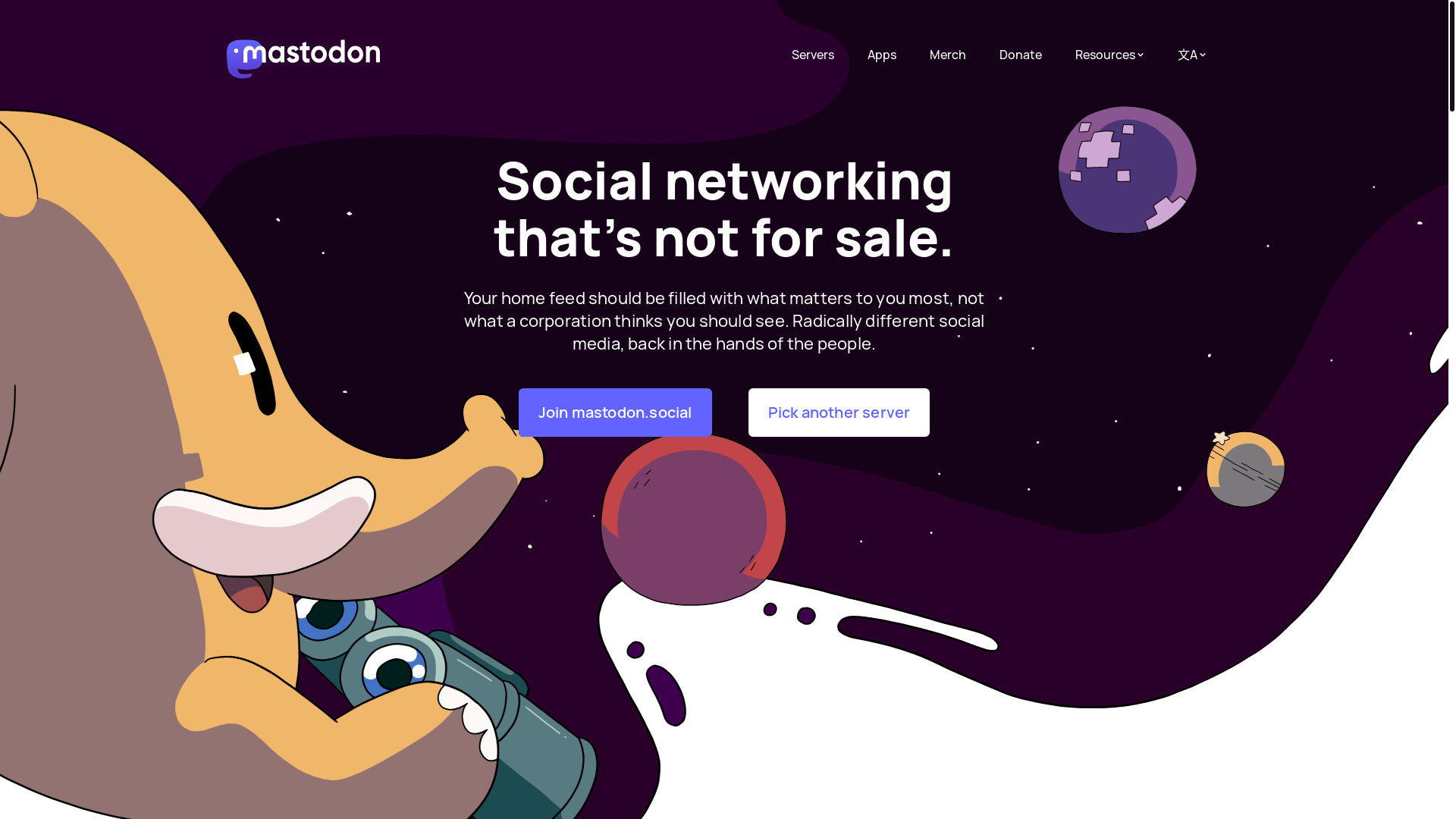 website screenshot of https://joinmastodon.org