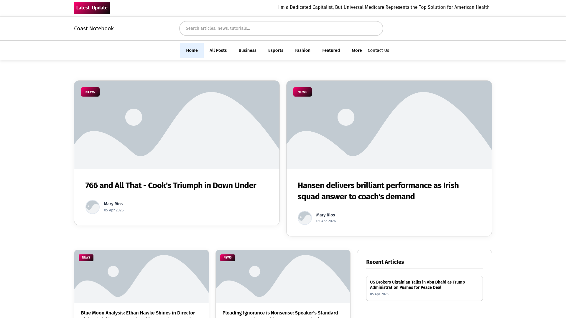 website screenshot of https://coastnotebook.au