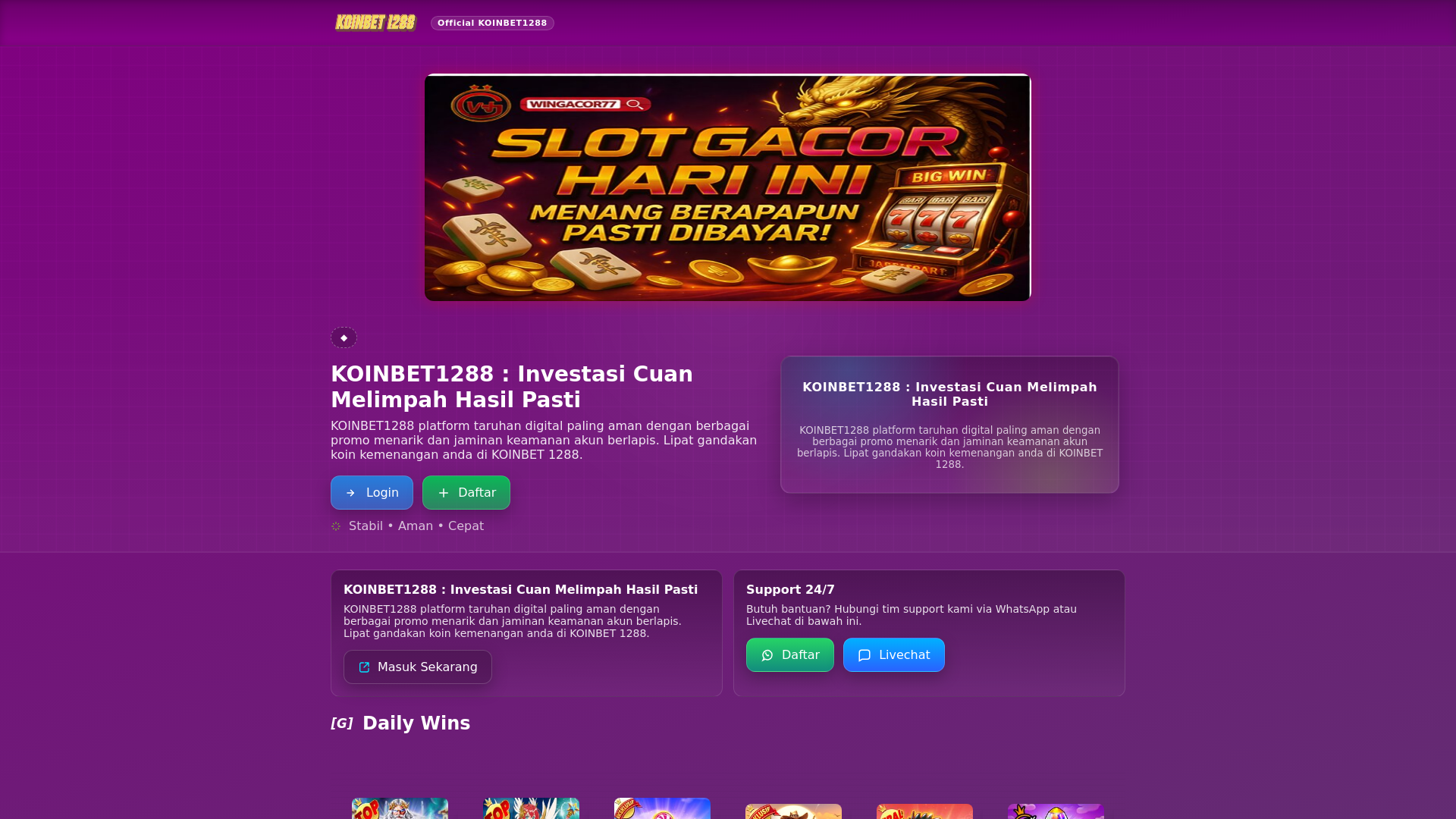 website screenshot of https://koinbet1288.com/