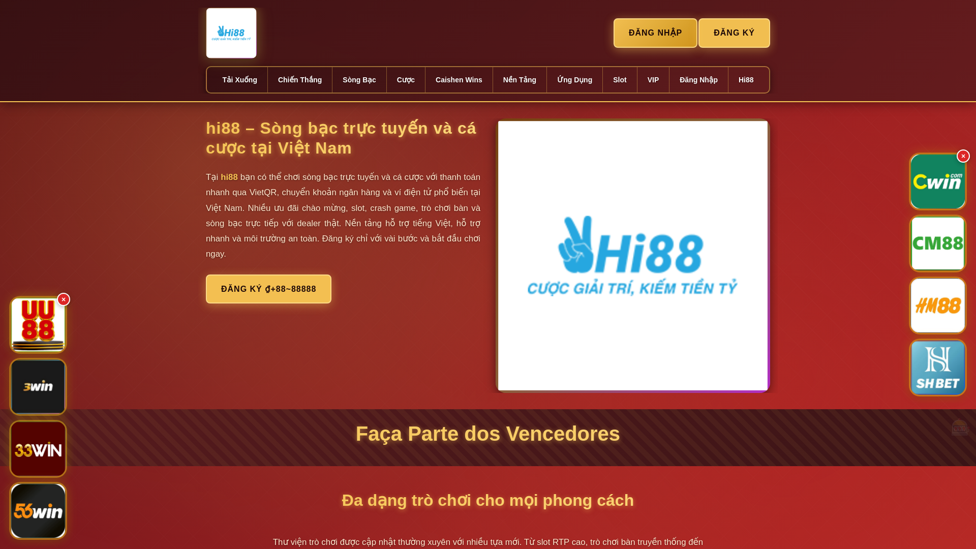 website screenshot of https://hi88hai.com/