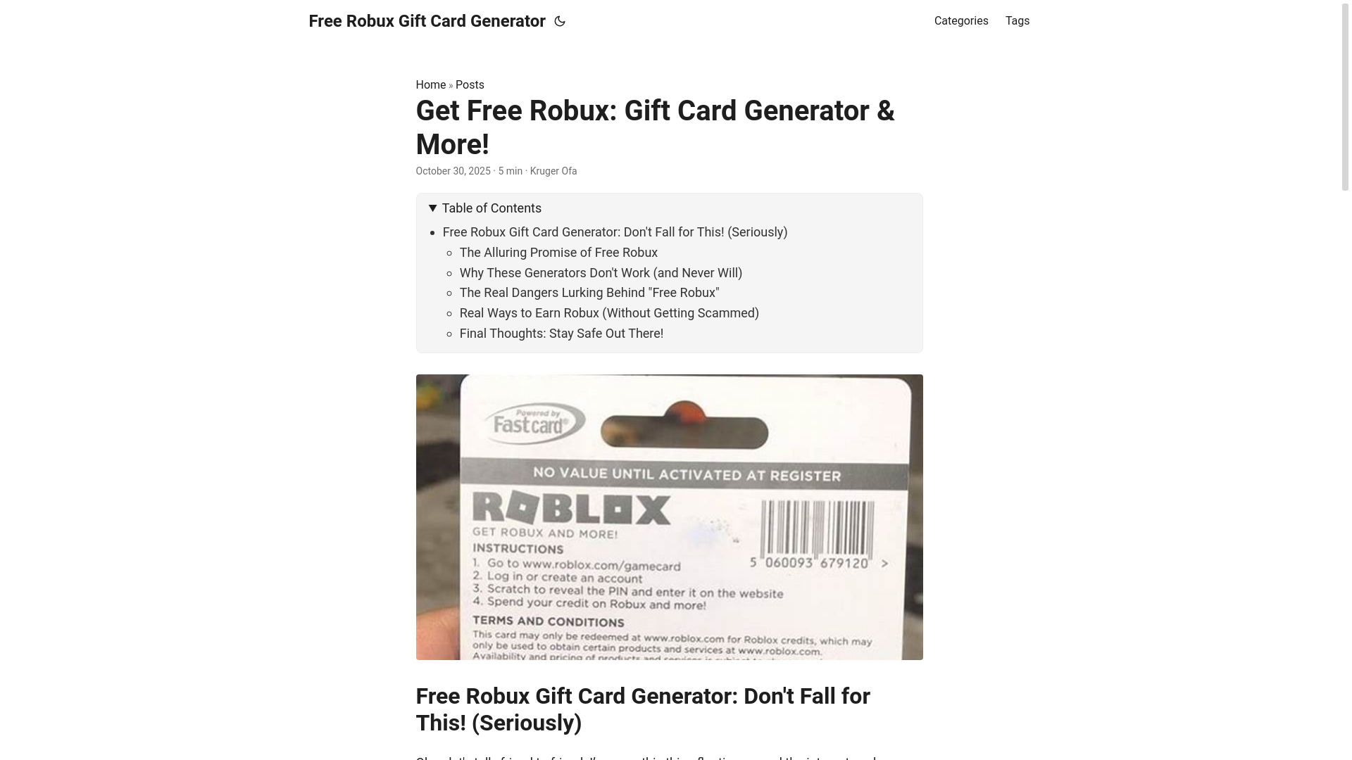 website screenshot of https://free-robux-gift-card-generator.pages.dev/