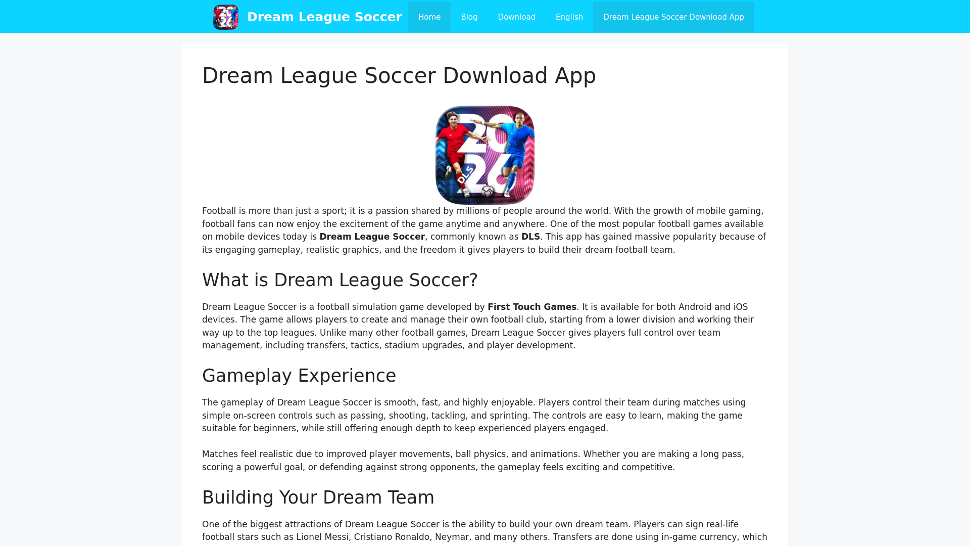 website screenshot of https://dreamleaguesoccer.com.co