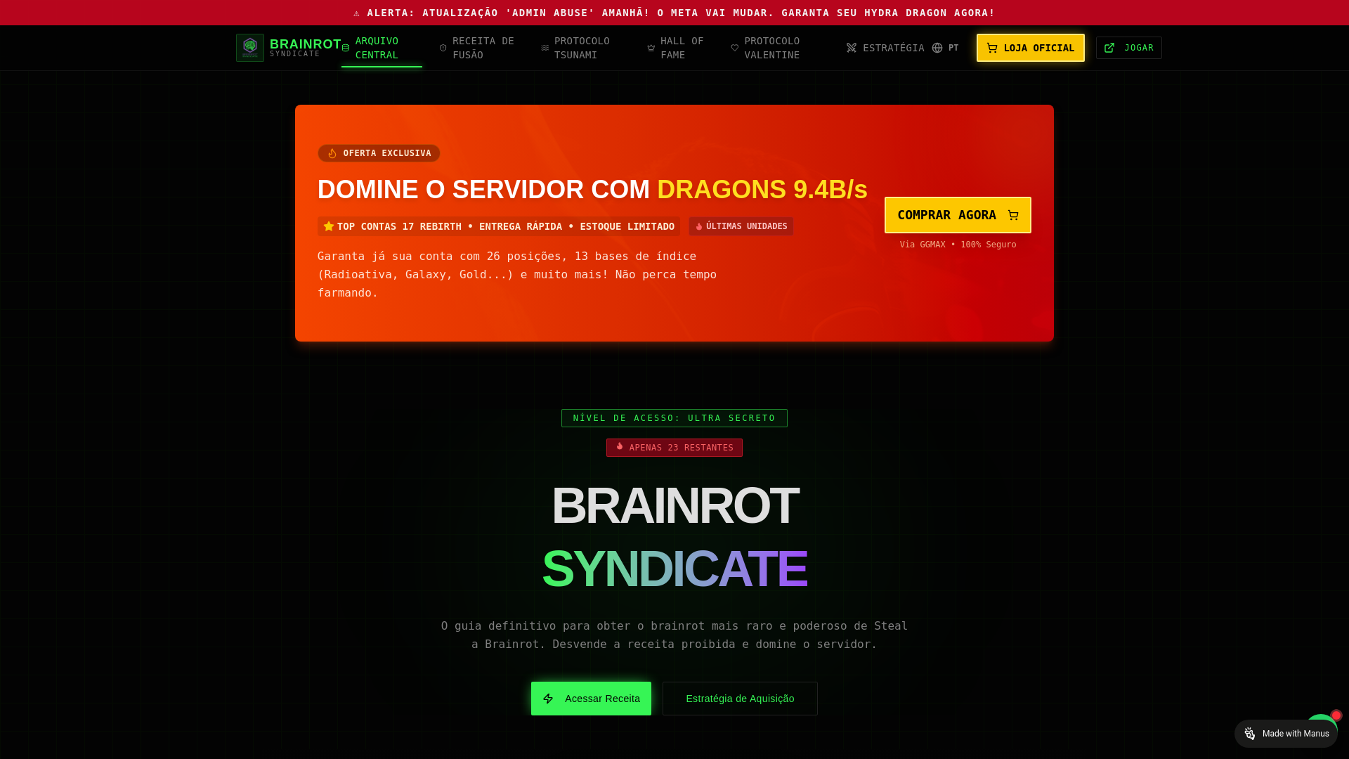 website screenshot of https://brainrotsyndicate.com.br/