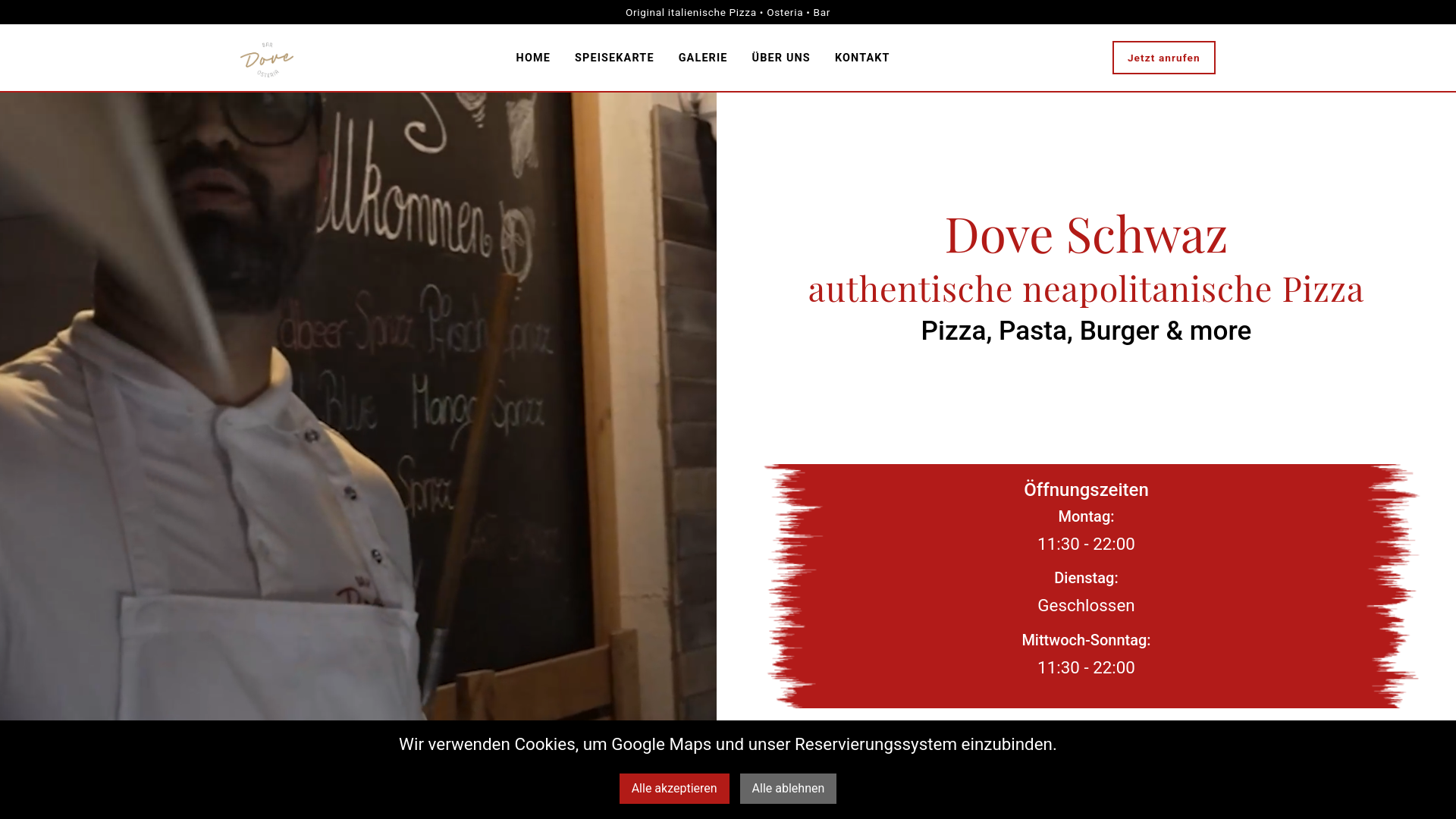 website screenshot of https://bar-osteria-dove.at
