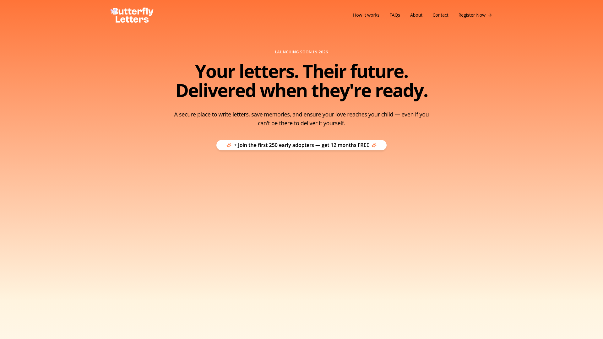 website screenshot of https://butterflyletters.io/