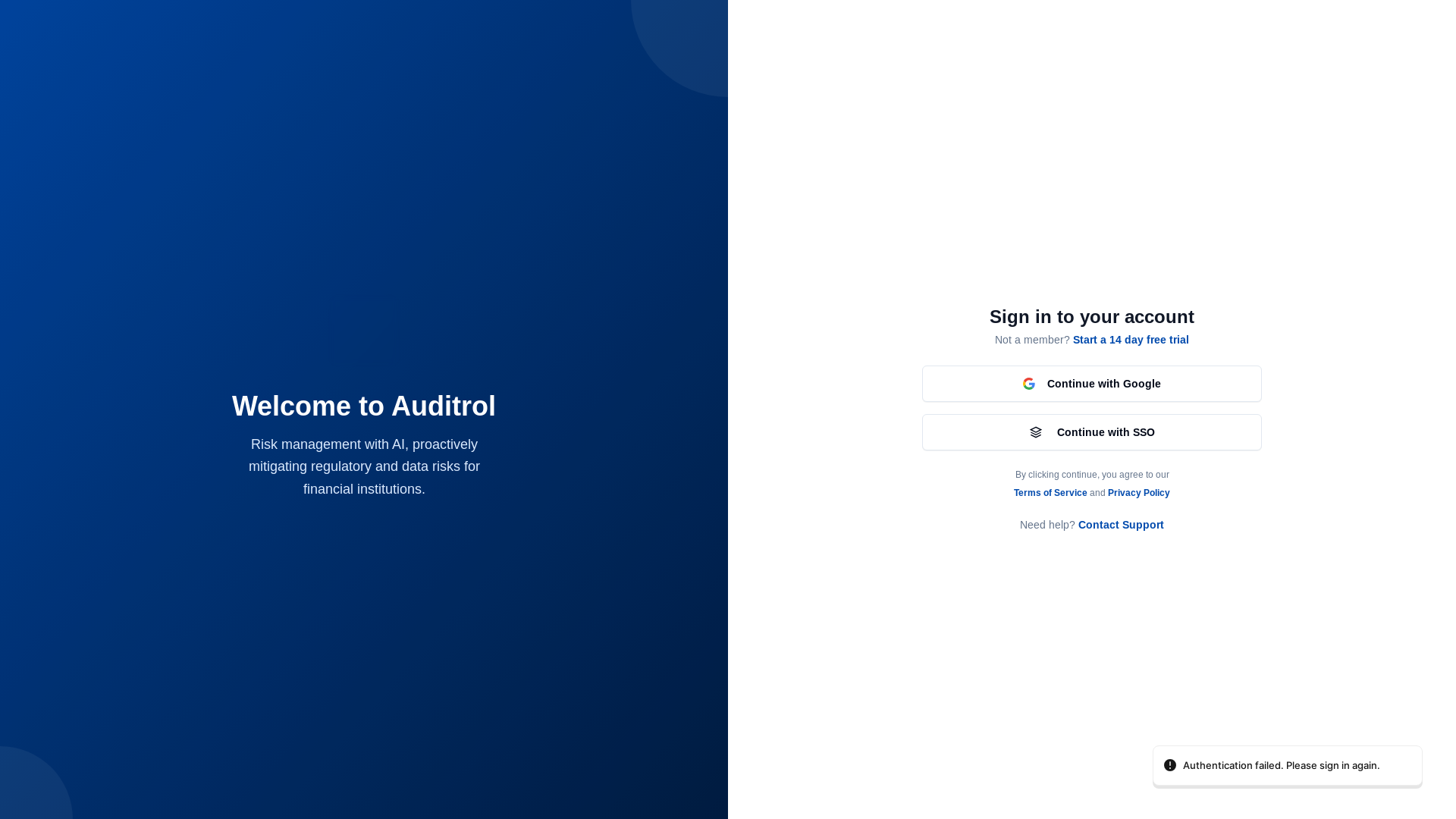 website screenshot of https://auditrol-demo-instance.pages.dev/