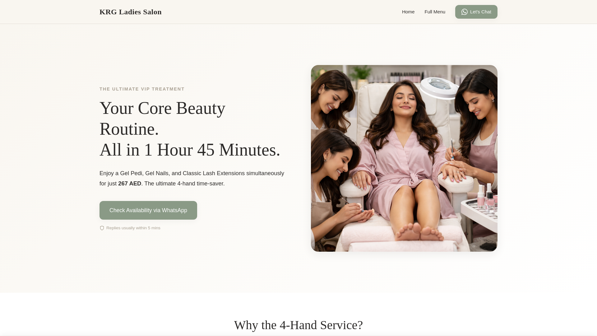 website screenshot of https://krgladiessalon.com