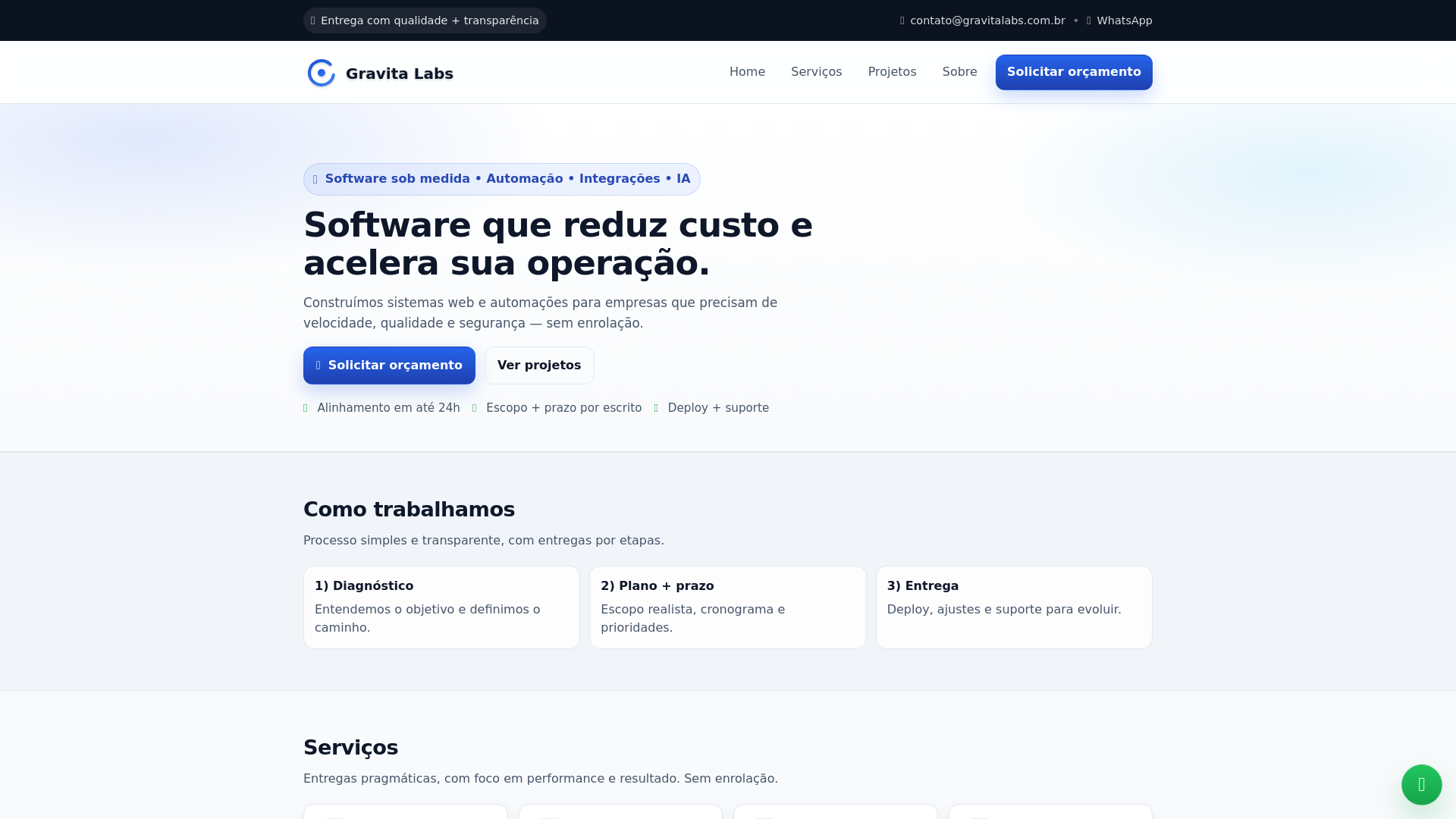website screenshot of https://gravitalabs.com.br/