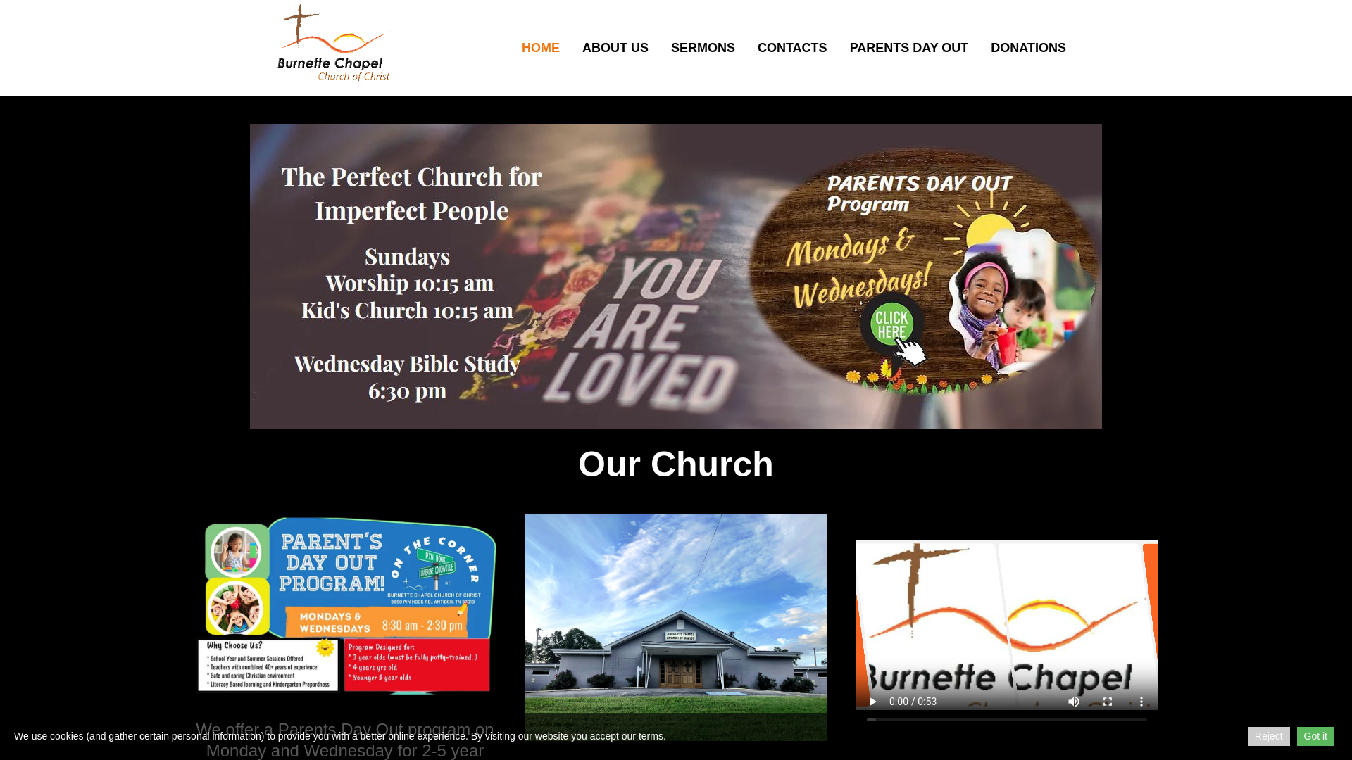 website screenshot of https://burnettechapel.org