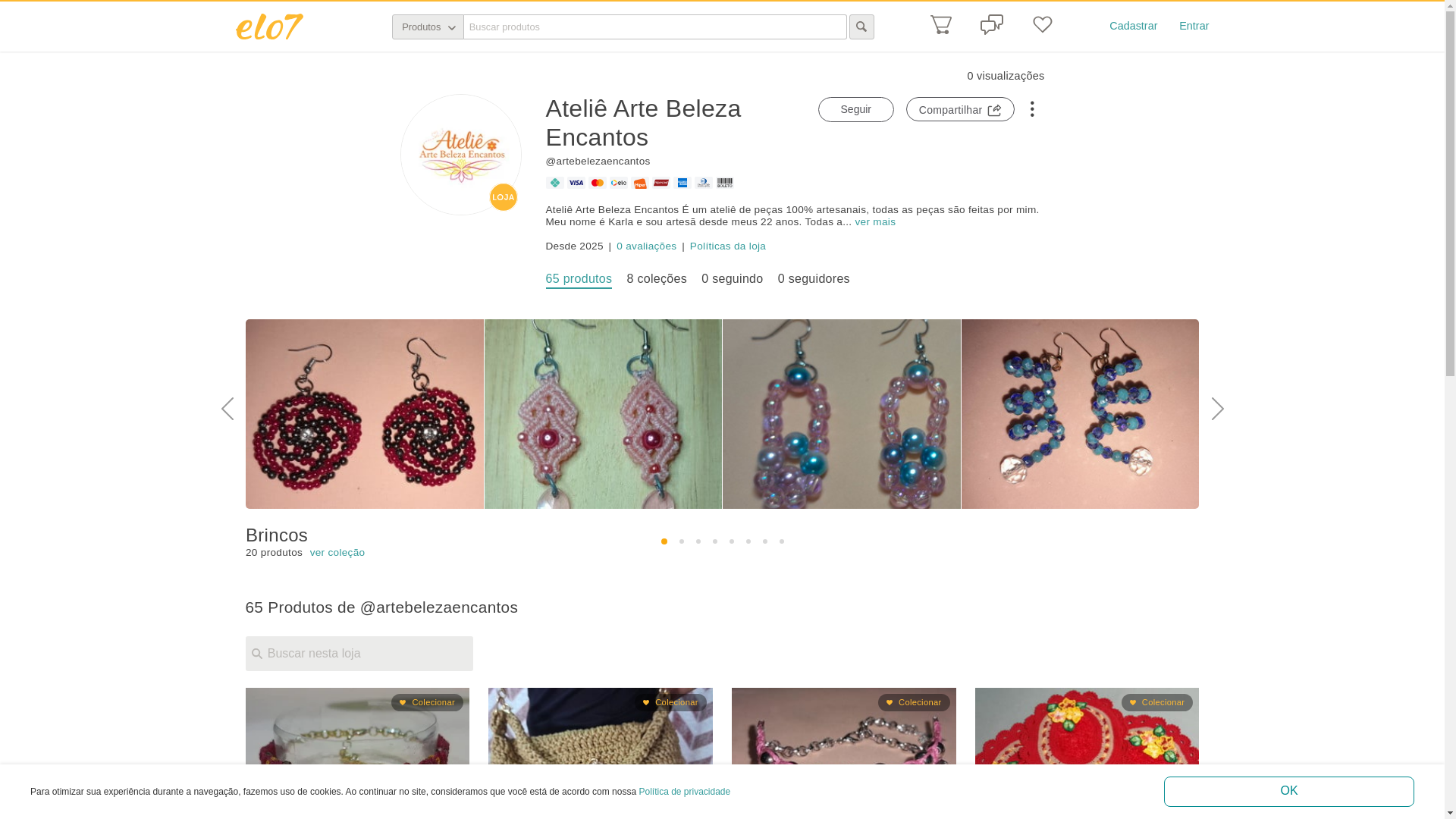 website screenshot of https://artebelezaencantos.com.br/