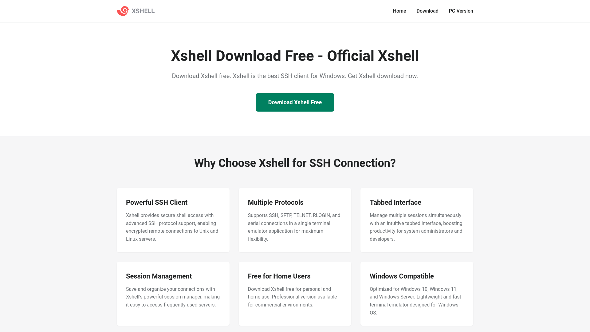 website screenshot of https://x-xshell.com