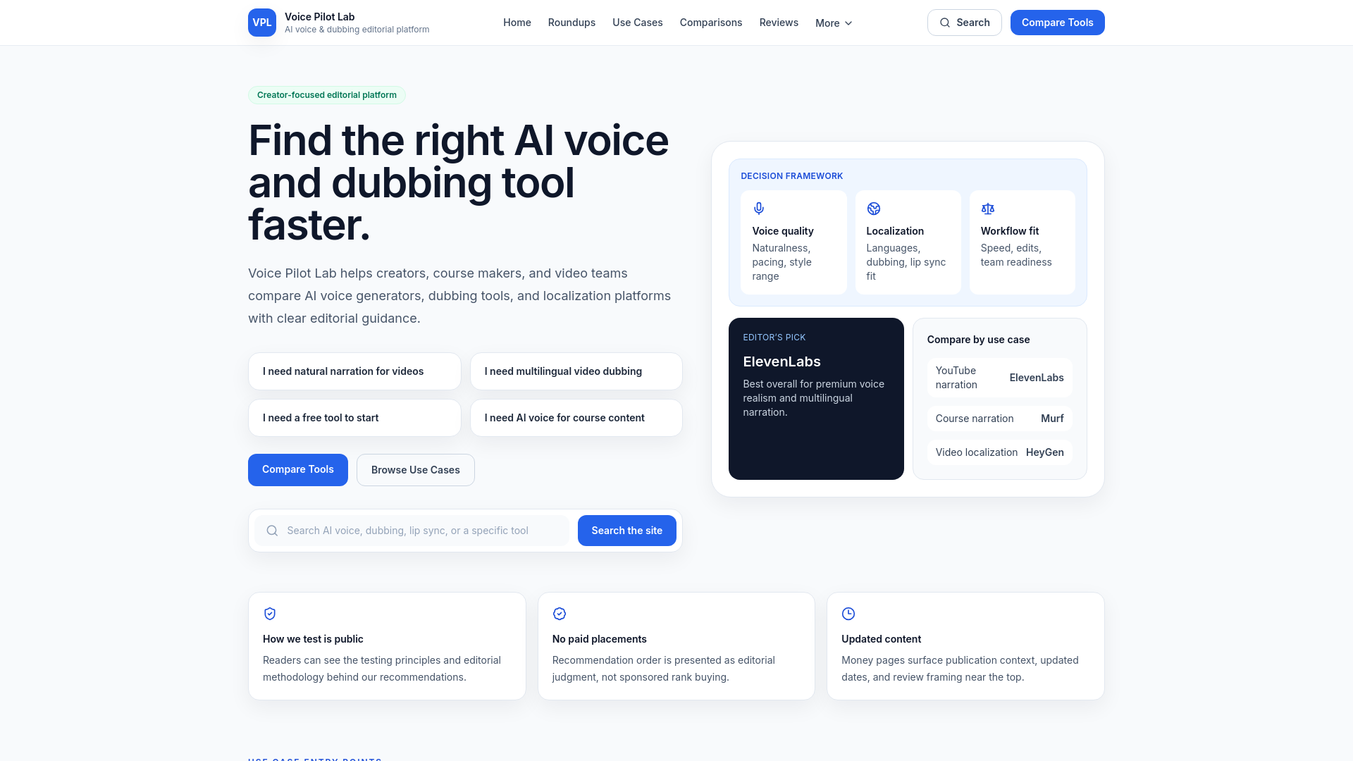 website screenshot of https://voicepilotlab.com/