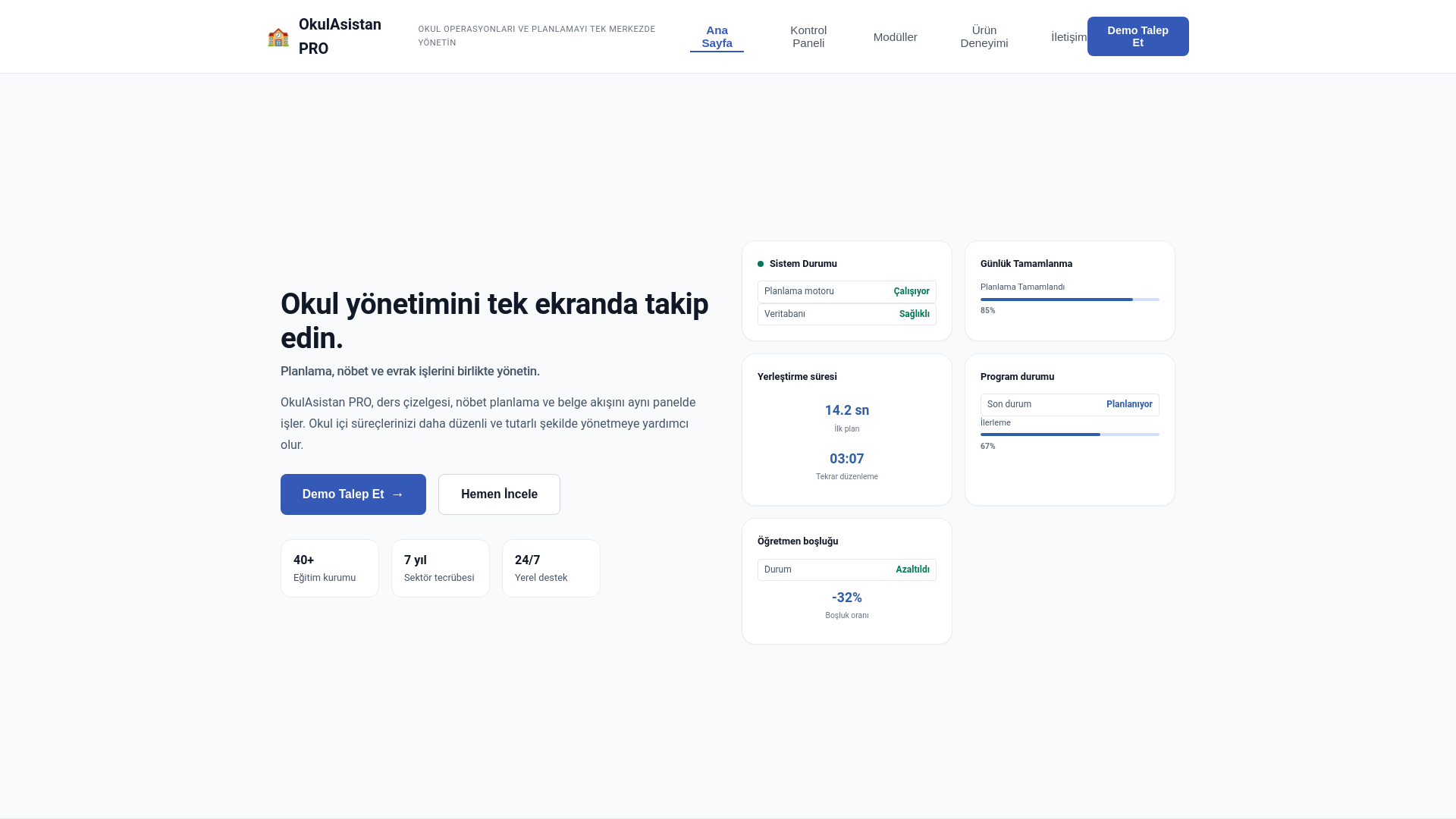 website screenshot of https://okulasistanpro.com/