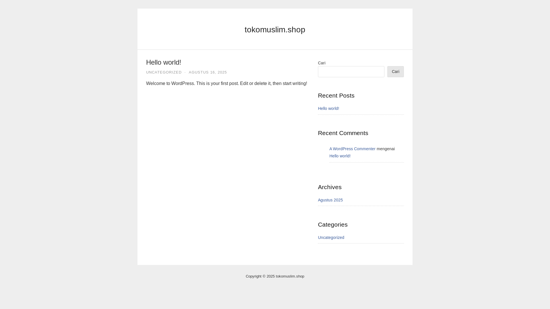 website screenshot of https://tokomuslim.shop/